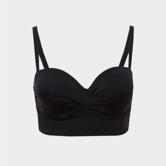 Torrid Swim Underwire Twist Front Bikini Top Lightly Lined Size 4F‎ 4X 26 Black - Picture 3 of 10